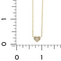 14K Yellow Gold Pave Diamond Heart Necklace