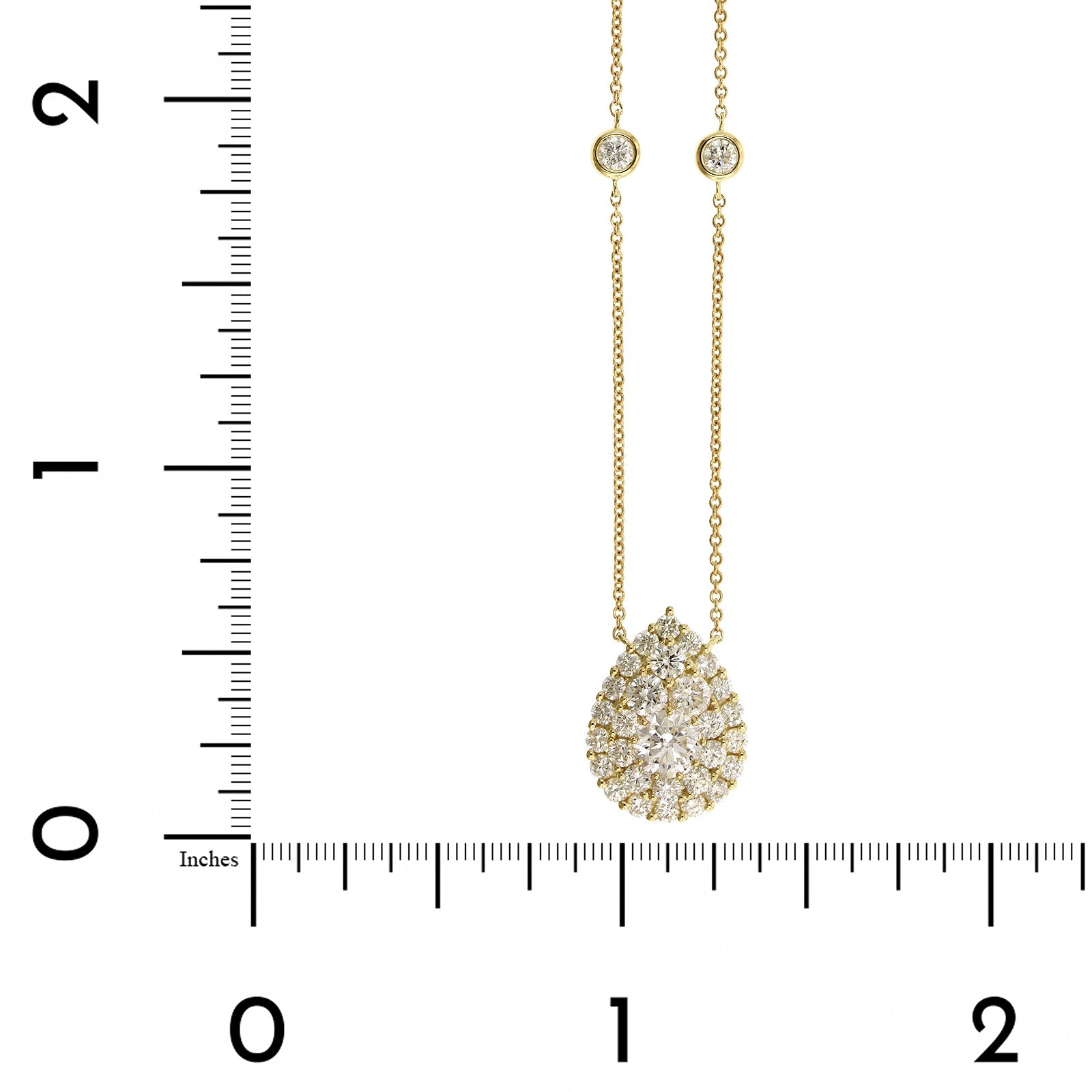 14K Yellow Gold Diamond Cluster Pear Shaped Pendant Necklace