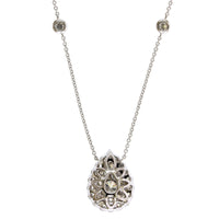 14K White Gold Diamond Cluster Pear Shaped Pendant Necklace