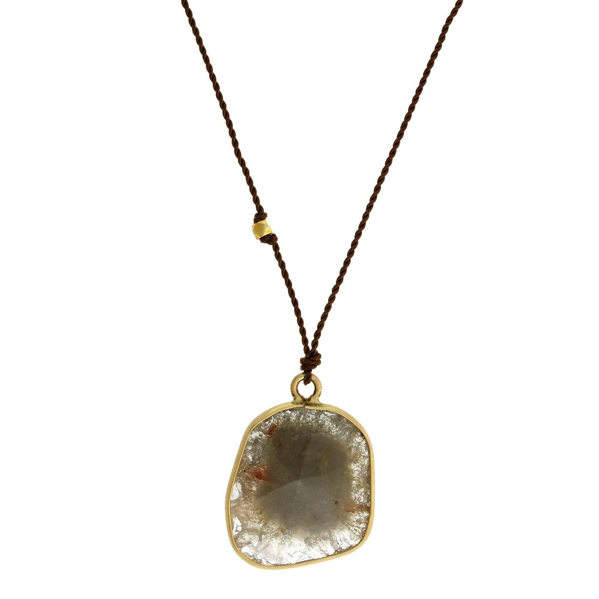 18K Yellow Gold Rose Cut Slice Diamond Pendant