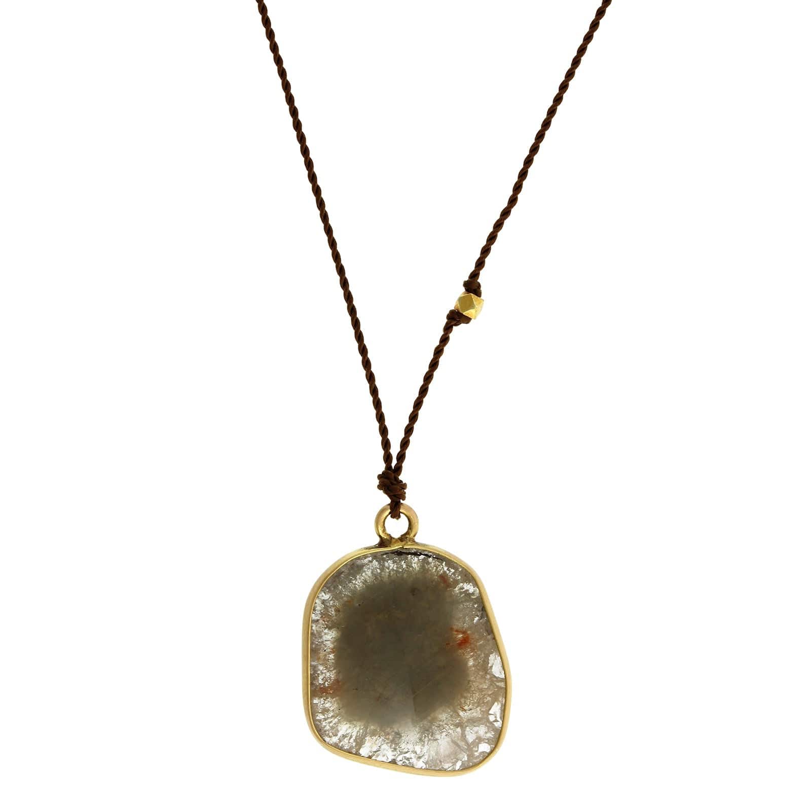18K Yellow Gold Rose Cut Slice Diamond Pendant