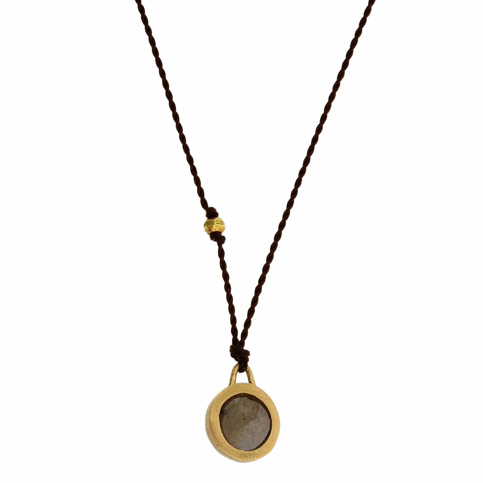 18K Yellow Gold Rose Cut Brown Diamond Pendant