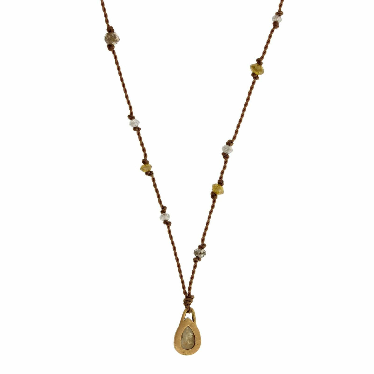 18K Yellow Gold Rustic Diamond Necklace