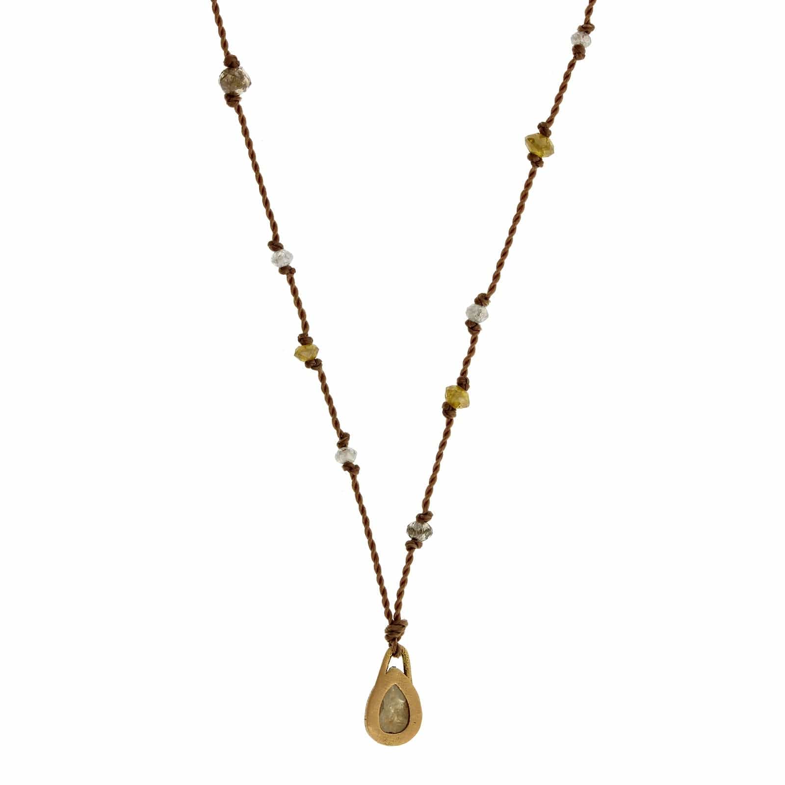 18K Yellow Gold Rustic Diamond Necklace