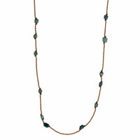 18K Yellow Gold Floating Blue Diamond Cube Necklace