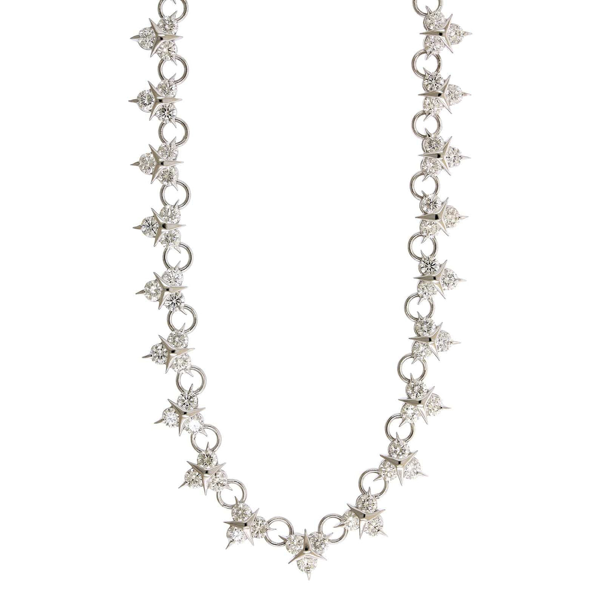 18K White Gold Mercedes Diamond Collar Necklace
