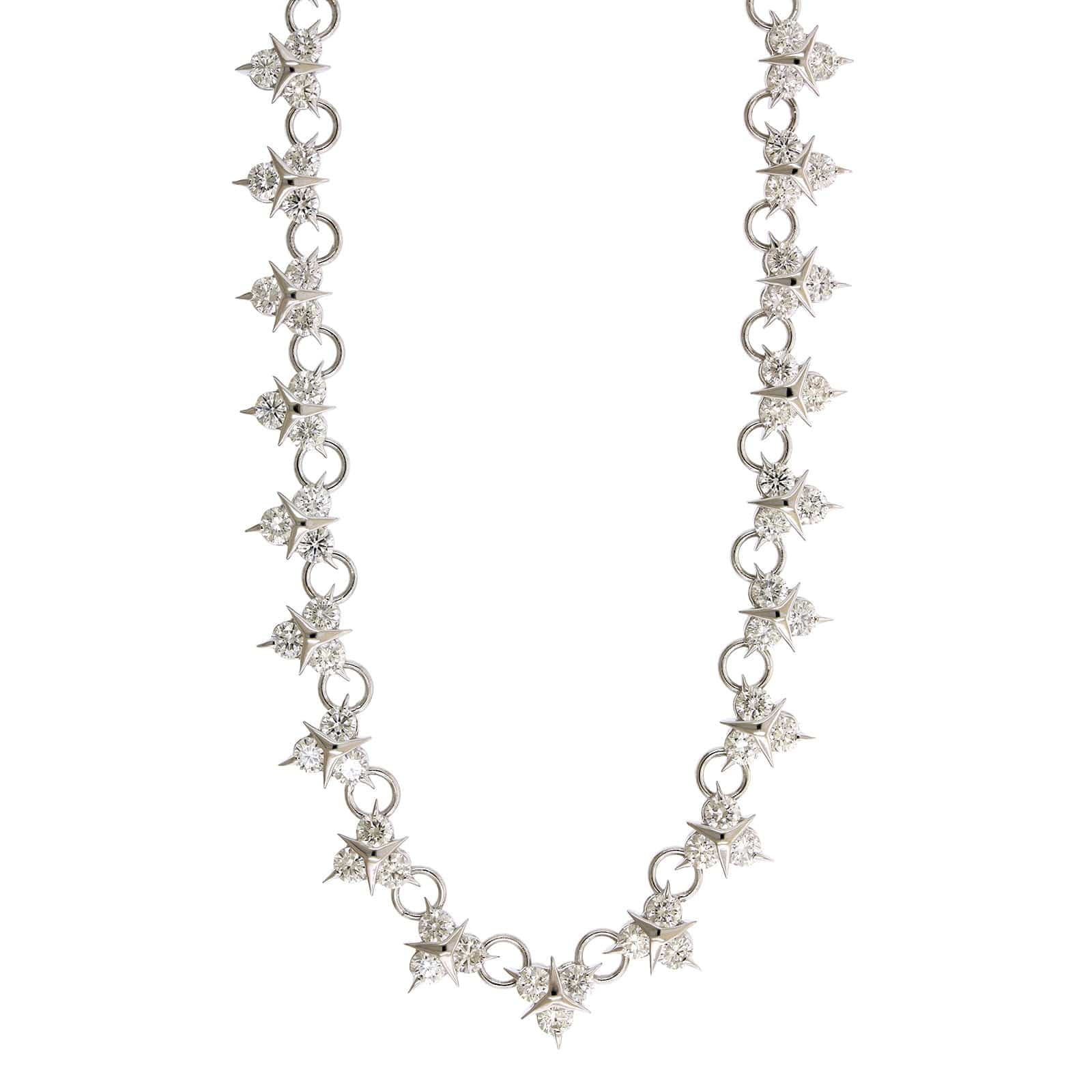 18K White Gold Mercedes Diamond Collar Necklace