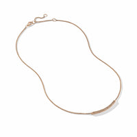 Petite Pavé Bar Necklace in 18K Rose Gold with Cognac Diamonds, 1.25mm