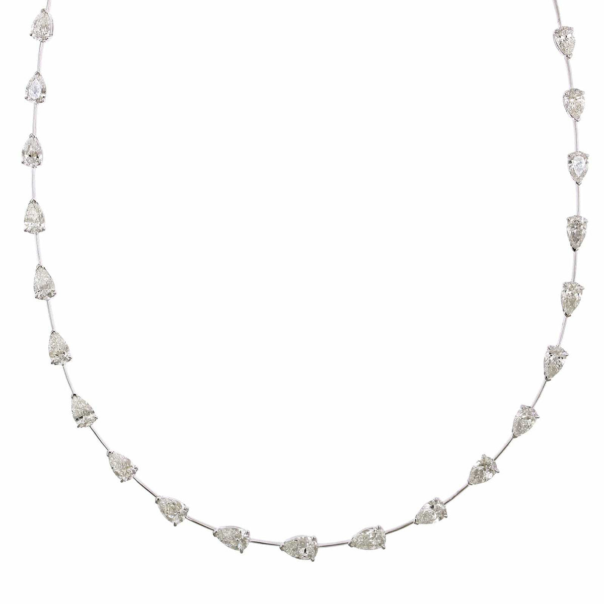 Etho Maria 18K White Gold Pear Shaped Diamond Bar Necklace