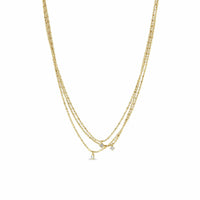 Zoe Chicco 14K Yellow Gold Three Strand Tube & Bead Diamond Necklace