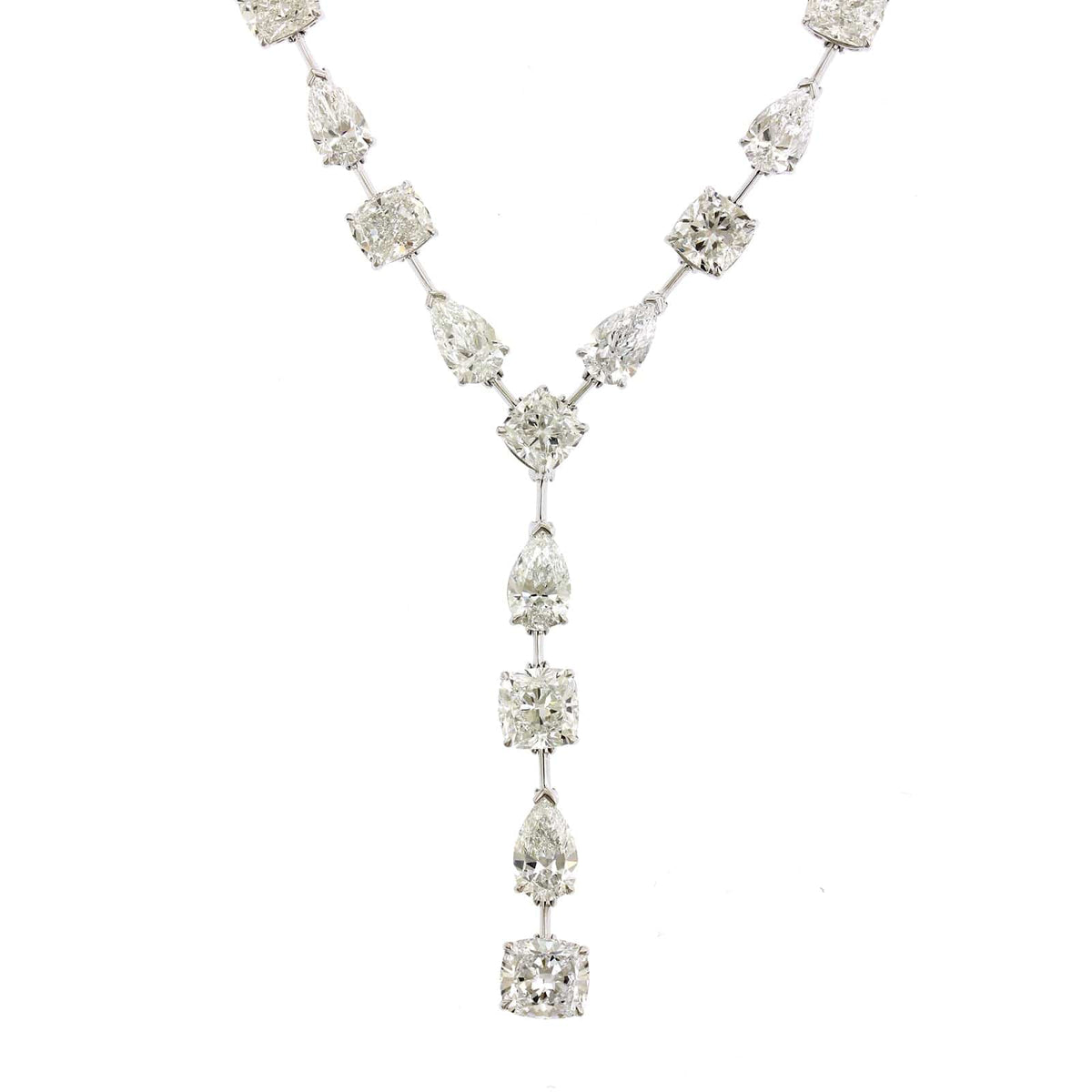 Etho Maria 18K White Gold Alternating Diamond Y Necklace