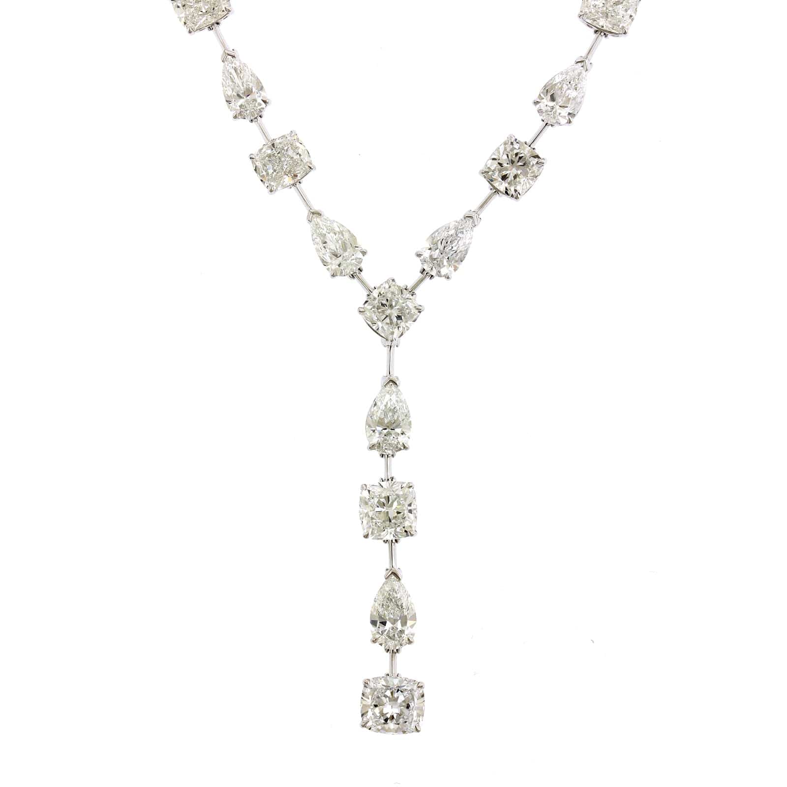 Etho Maria 18K White Gold Alternating Diamond Y Necklace