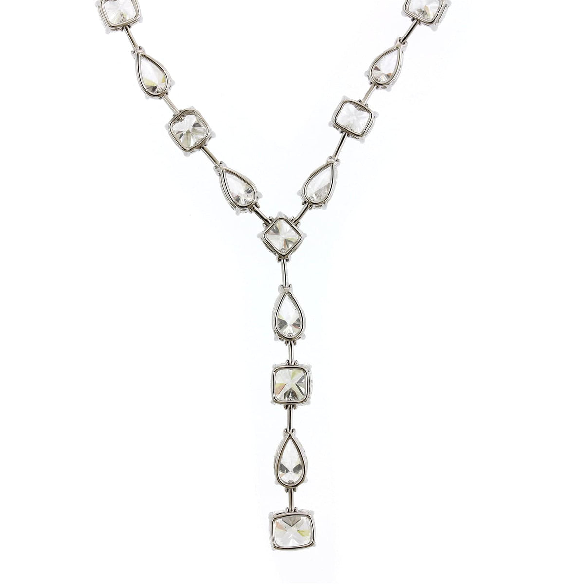 Etho Maria 18K White Gold Alternating Diamond Y Necklace