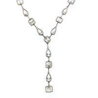 Etho Maria 18K White Gold Alternating Diamond Y Necklace