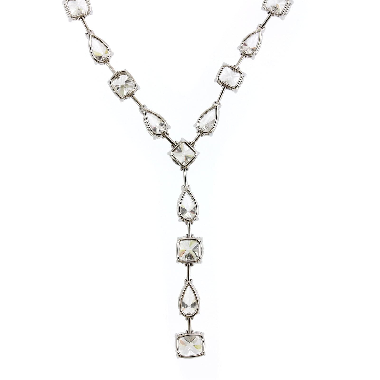 Etho Maria 18K White Gold Alternating Diamond Y Necklace