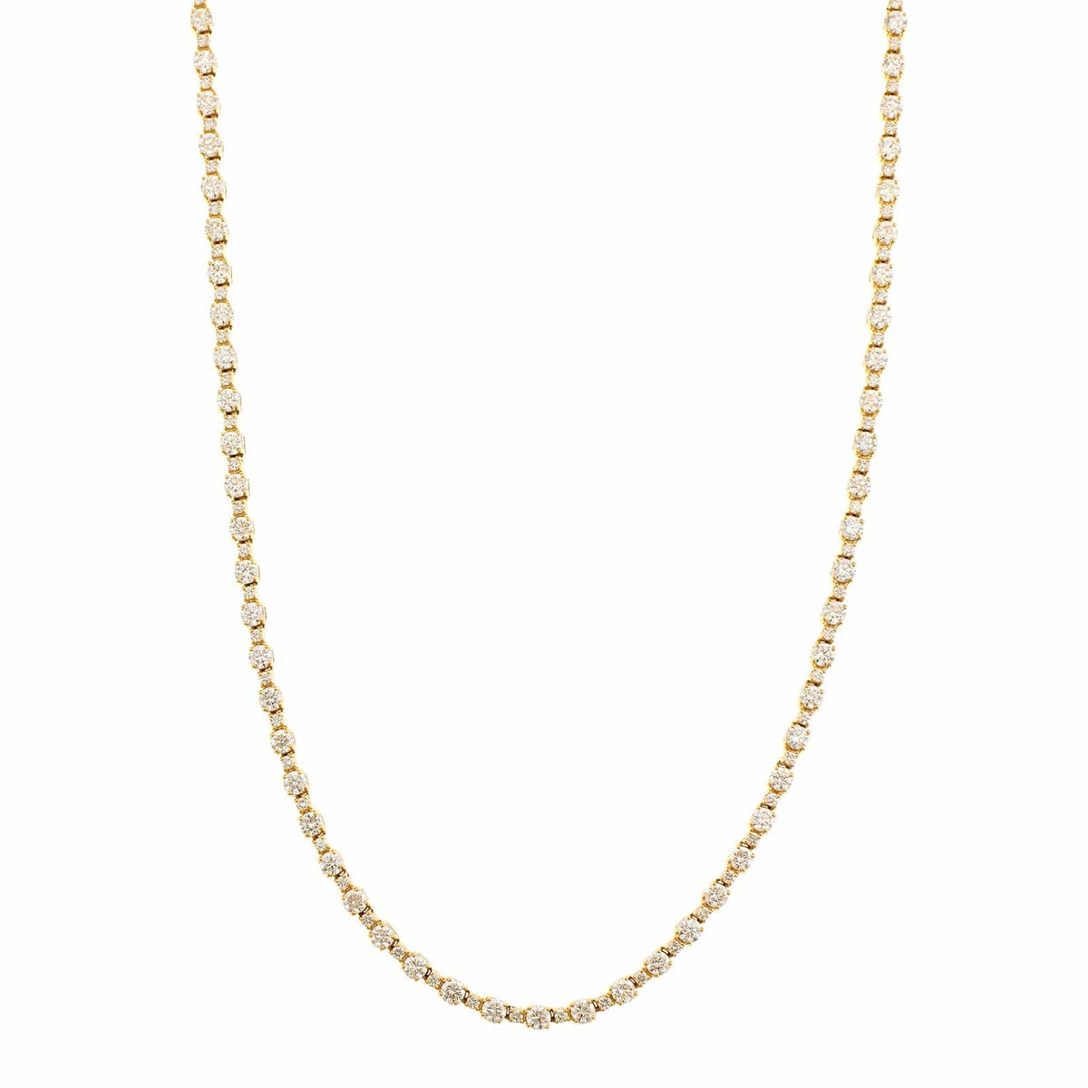 18K Yellow Gold 4 Prong Alternating Diamond Size Necklace