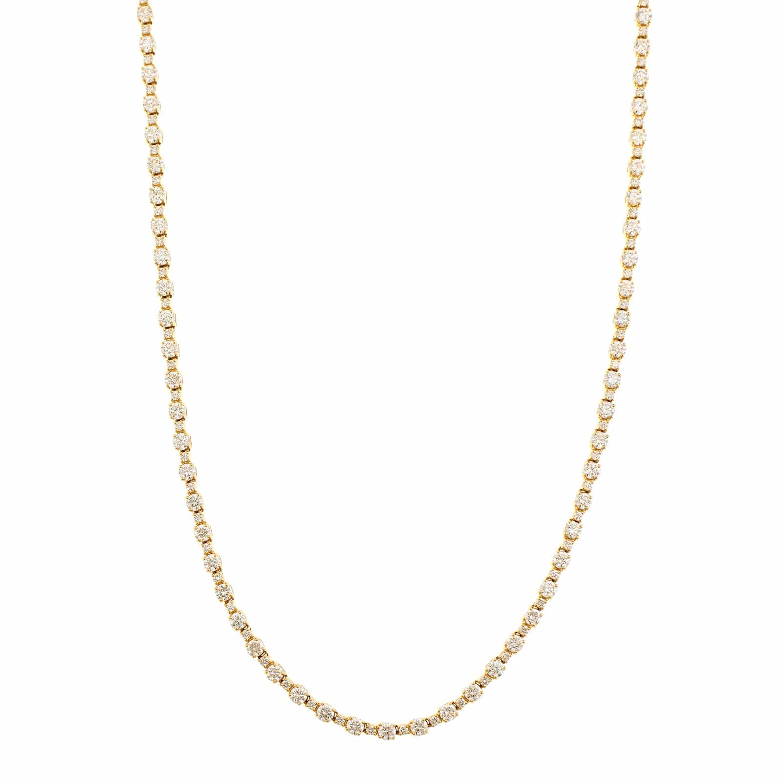 18K Yellow Gold 4 Prong Alternating Diamond Size Necklace