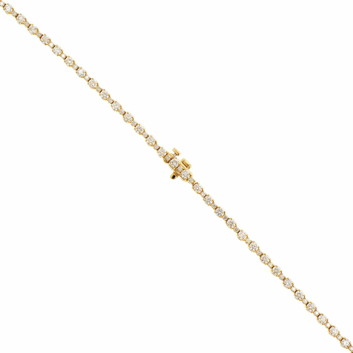 18K Yellow Gold 4 Prong Alternating Diamond Size Necklace