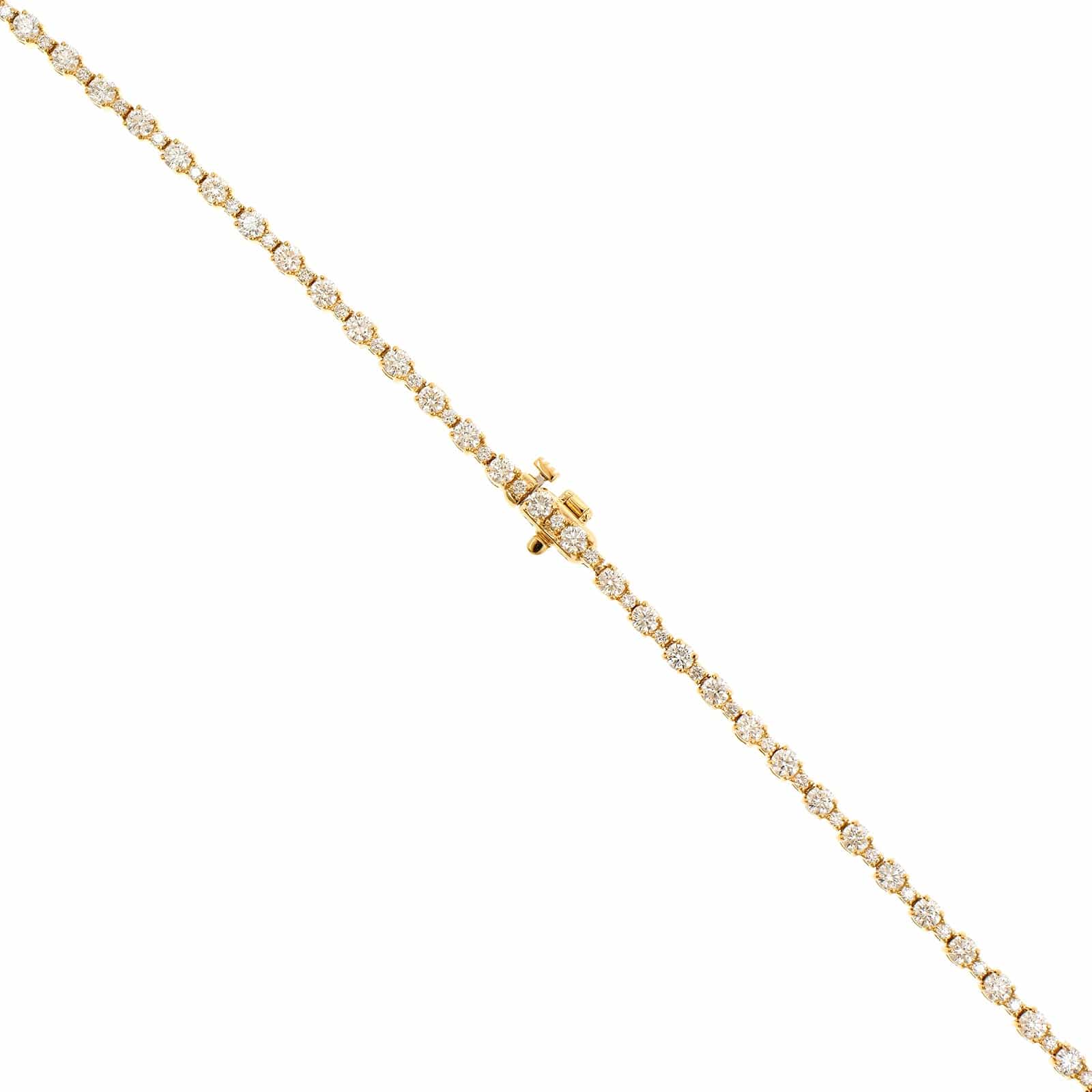 18K Yellow Gold 4 Prong Alternating Diamond Size Necklace