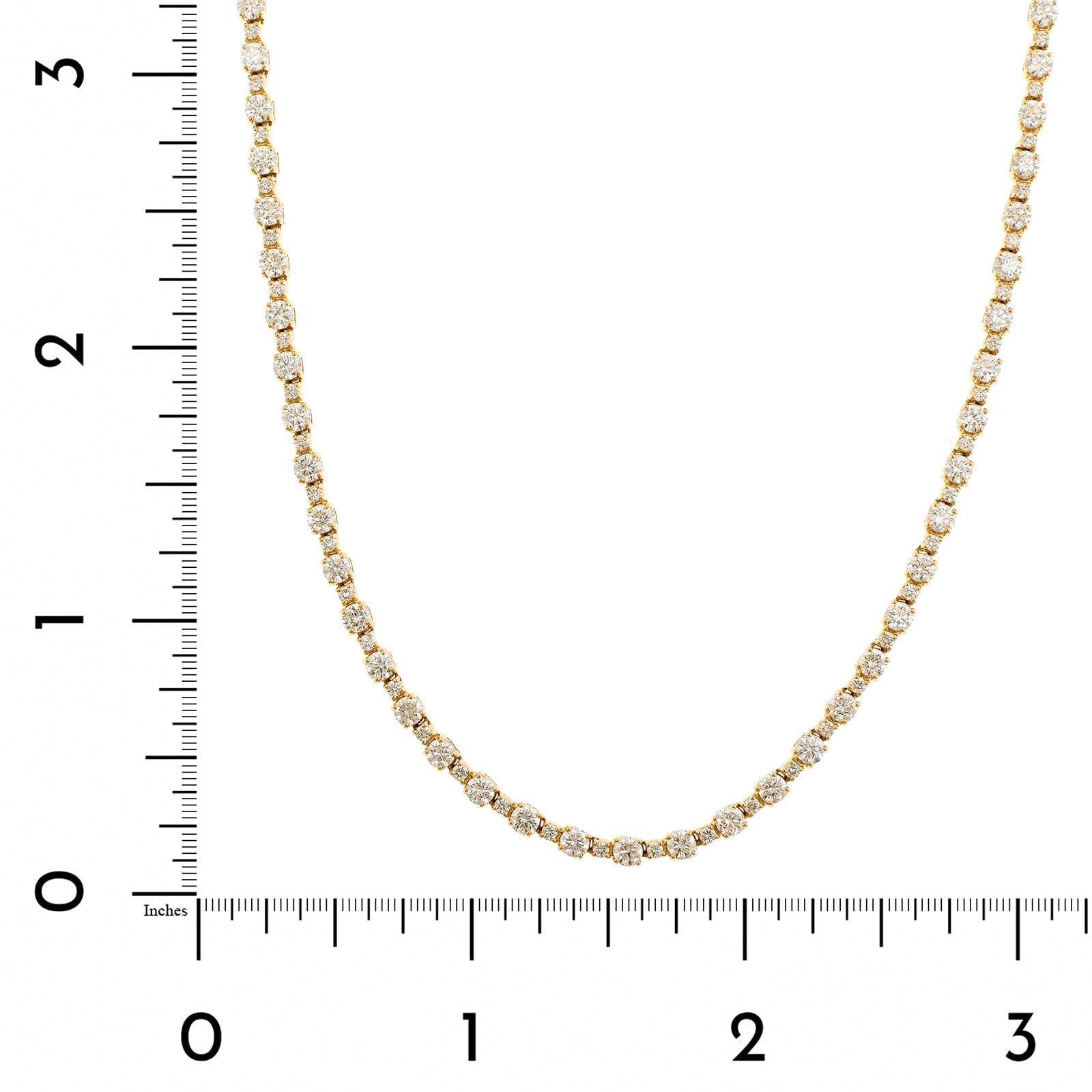 18K Yellow Gold 4 Prong Alternating Diamond Size Necklace