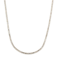18K White Gold 4 Prong Emerald Cut Diamond Necklace