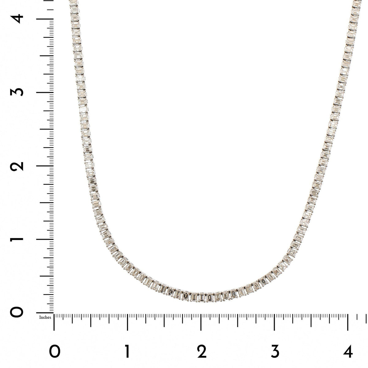 18K White Gold 4 Prong Emerald Cut Diamond Necklace