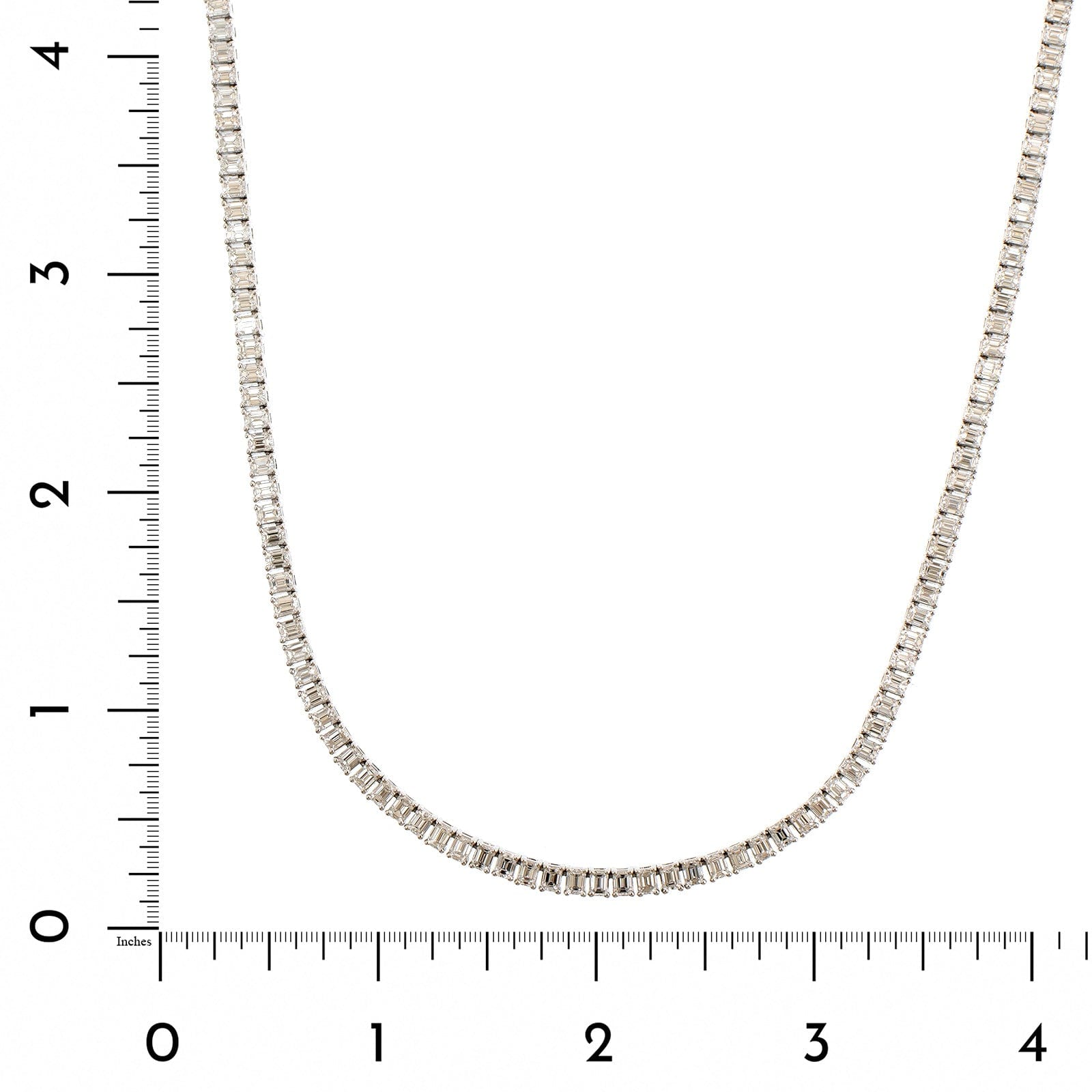 18K White Gold 4 Prong Emerald Cut Diamond Necklace