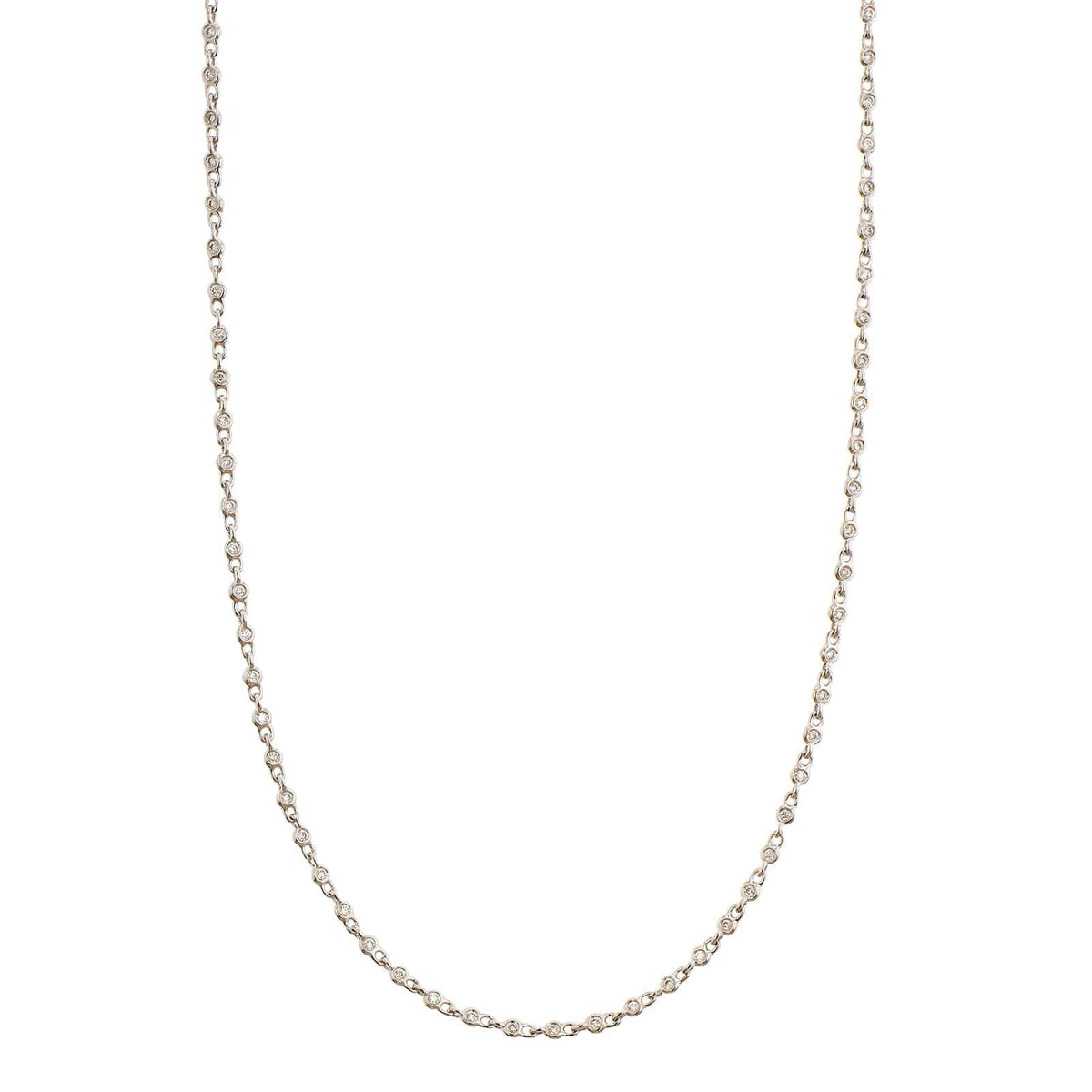 18K White Gold Diamond By The Yard Necklace