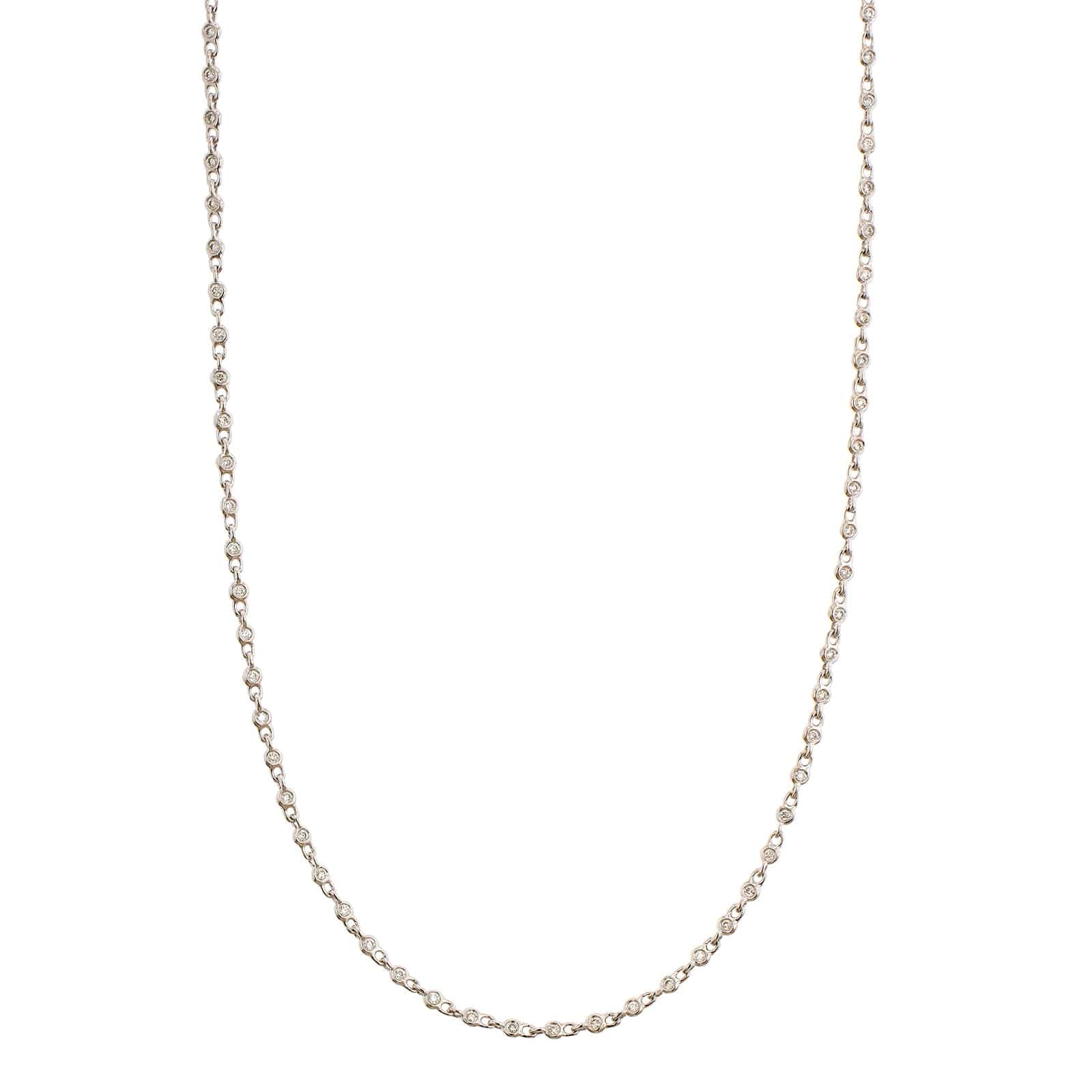 18K White Gold Diamond By The Yard Necklace