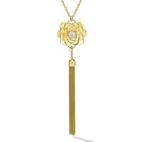 CADAR 18K Yellow Gold Flower and Tassel Diamond Necklace