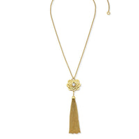CADAR 18K Yellow Gold Flower and Tassel Diamond Necklace