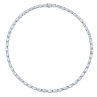 18K White Gold Oval Diamond Line Necklace