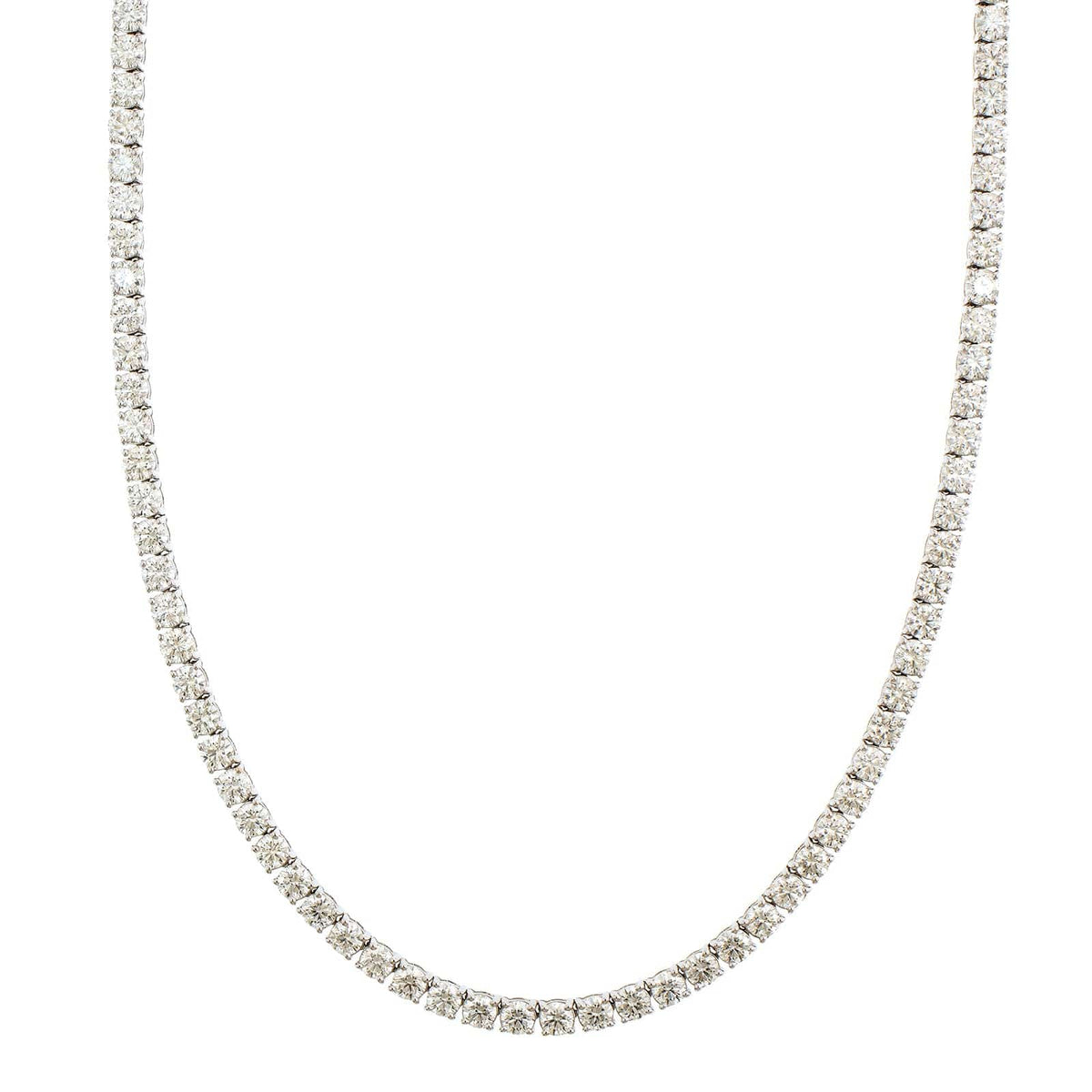 18K White Gold 4 Prong Diamond Line Necklace