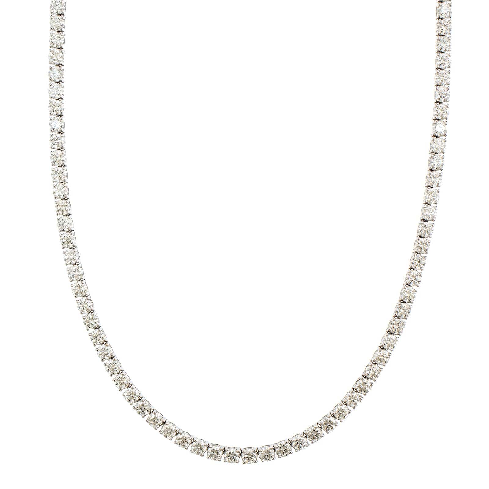 18K White Gold 4 Prong Diamond Line Necklace