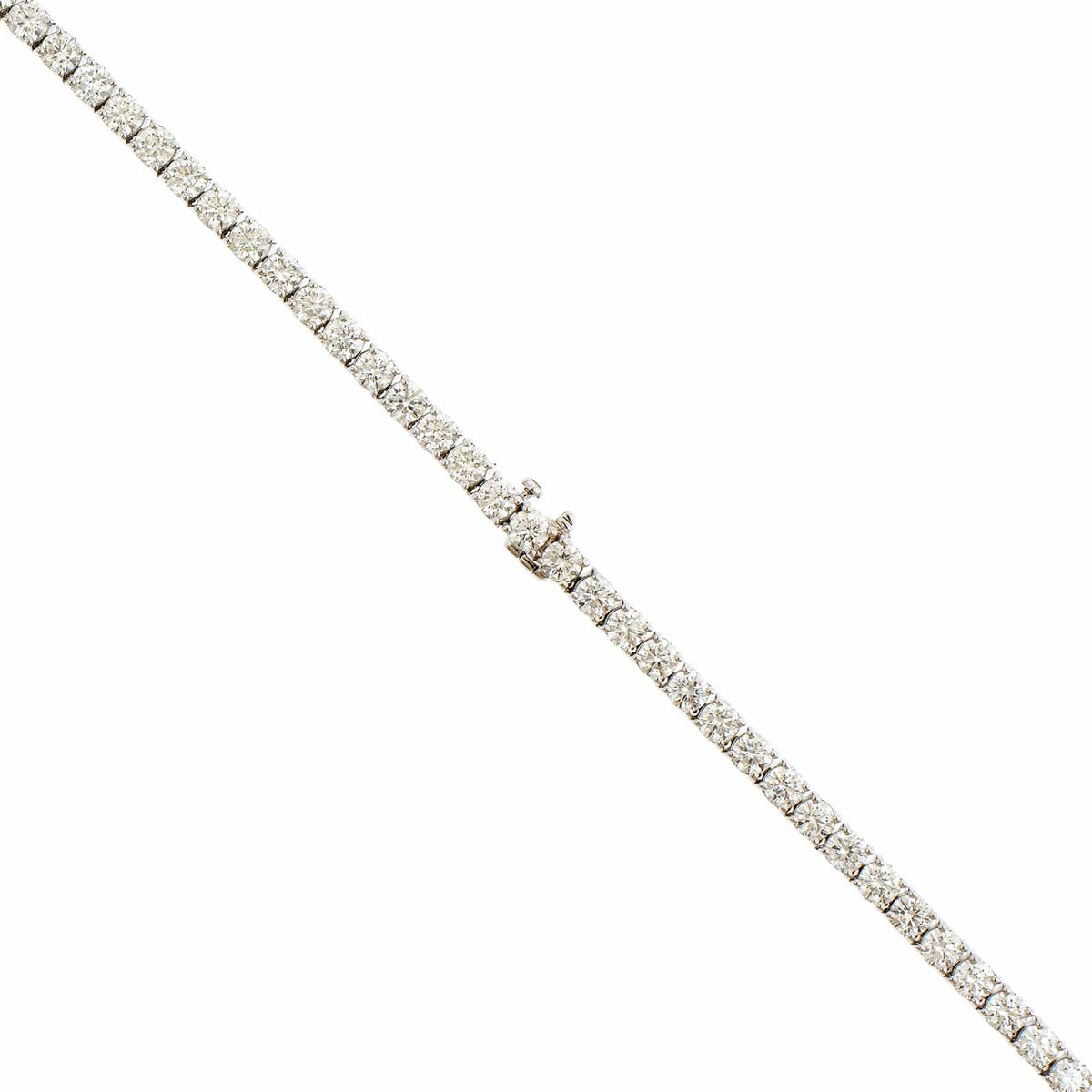 18K White Gold 4 Prong Diamond Line Necklace