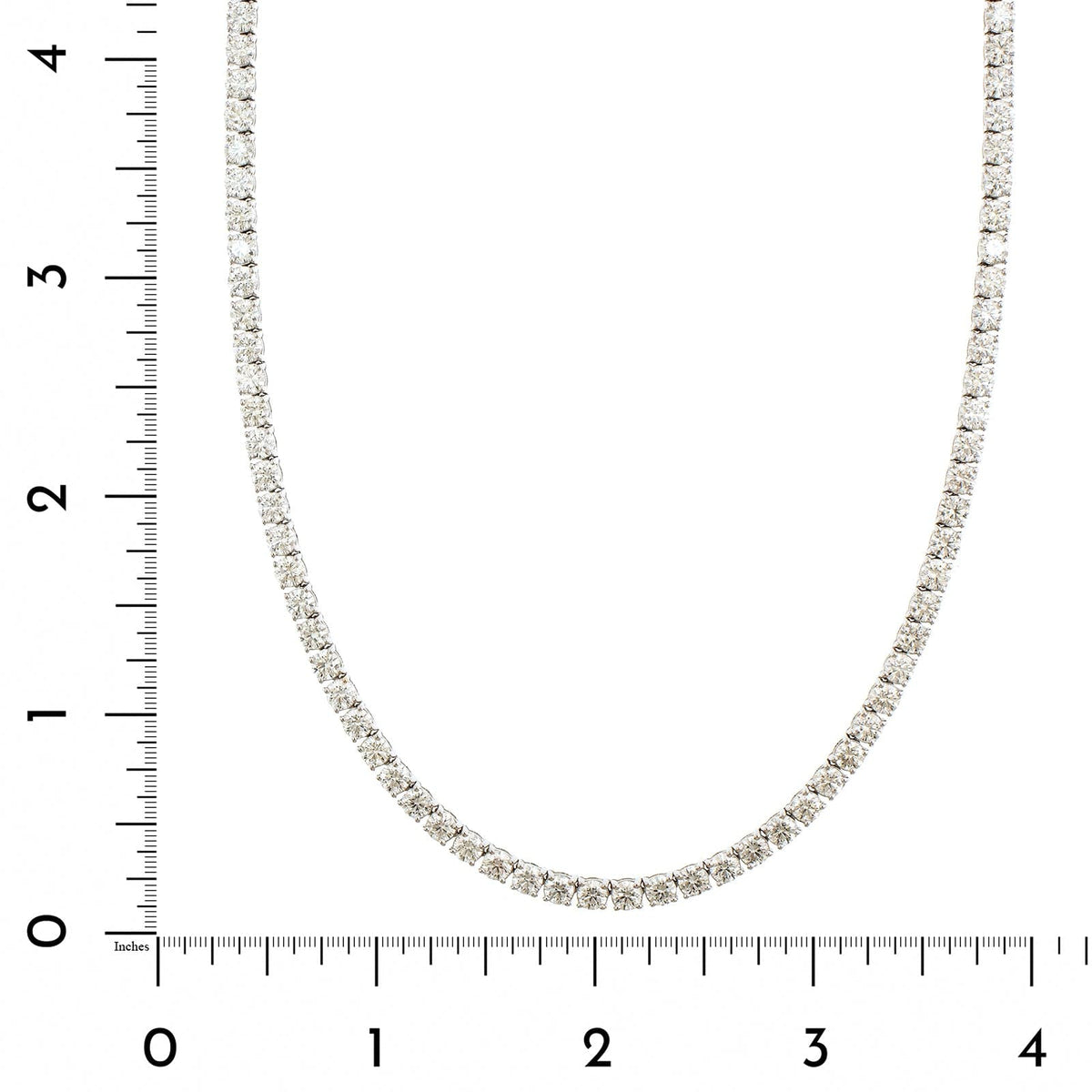 18K White Gold 4 Prong Diamond Line Necklace