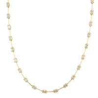 18K Yellow Gold Oval Diamond Bar Station Necklace