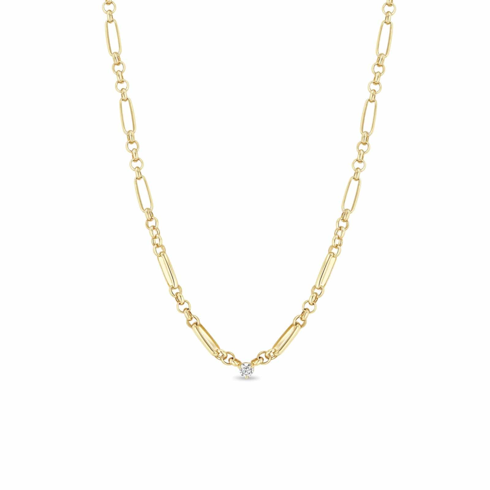 Zoe Chicco 14K Yellow Gold Medium Mixed Paperclip and Rolo Diamond Necklace