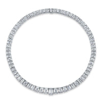 18K White Gold Emerald Cut Diamond Line Necklace