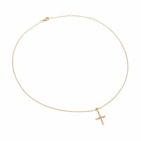 Petite Modern Renaissance® Cross Pendant Necklace 18K Yellow Gold with Diamonds, 15.9mm