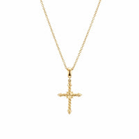 Petite Modern Renaissance® Cross Pendant Necklace 18K Yellow Gold with Diamonds, 15.9mm