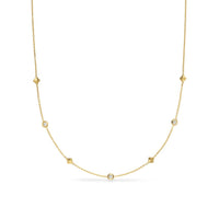 Petite Modern Renaissance Pyramid Station Necklace 18K Yellow Gold with Diamonds, 4.6mm
