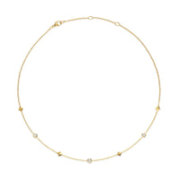 Petite Modern Renaissance Pyramid Station Necklace 18K Yellow Gold with Diamonds, 4.6mm