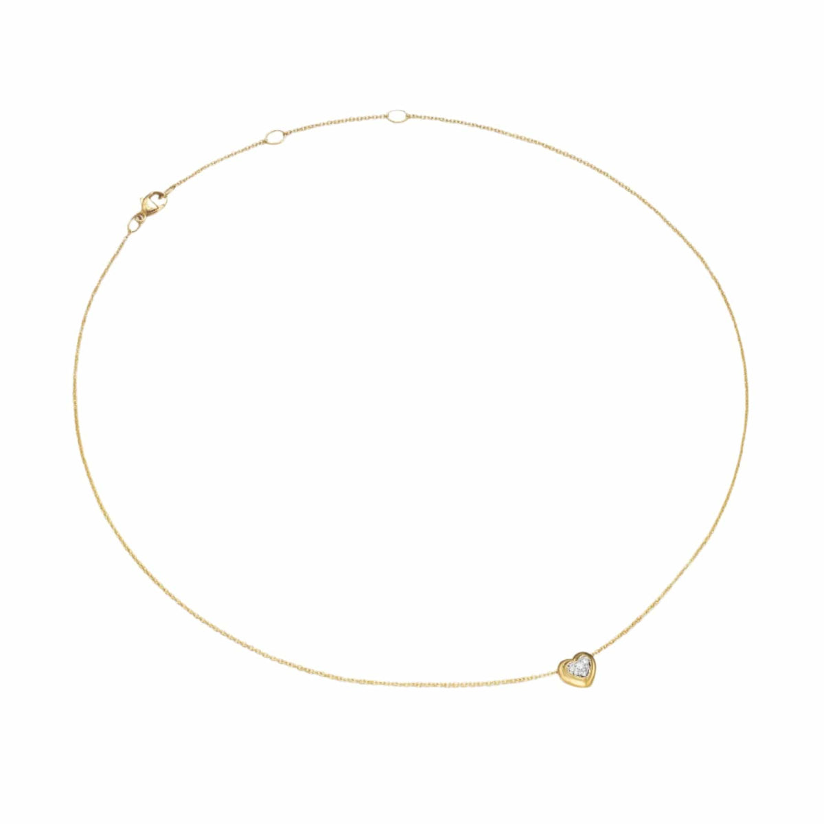 Puffy Heart Pendant Necklace 18K Yellow Gold with Diamonds, 7.8mm