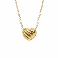 Puffy Heart Pendant Necklace 18K Yellow Gold with Diamonds, 7.8mm