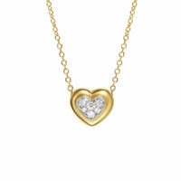 Puffy Heart Pendant Necklace 18K Yellow Gold with Diamonds, 7.8mm