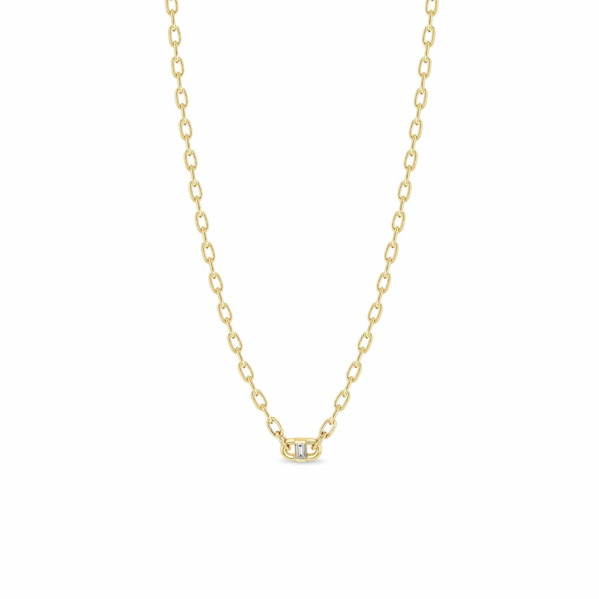 Zoe Chicco 14K Yellow Gold Open Cable Baguette Diamond Necklace