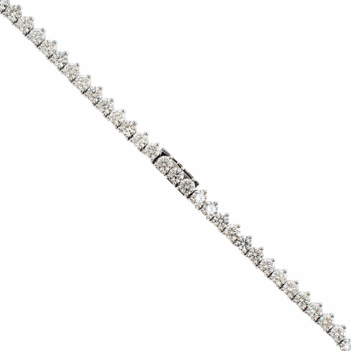 18K White Gold 3 Prong Diamond Line Necklace