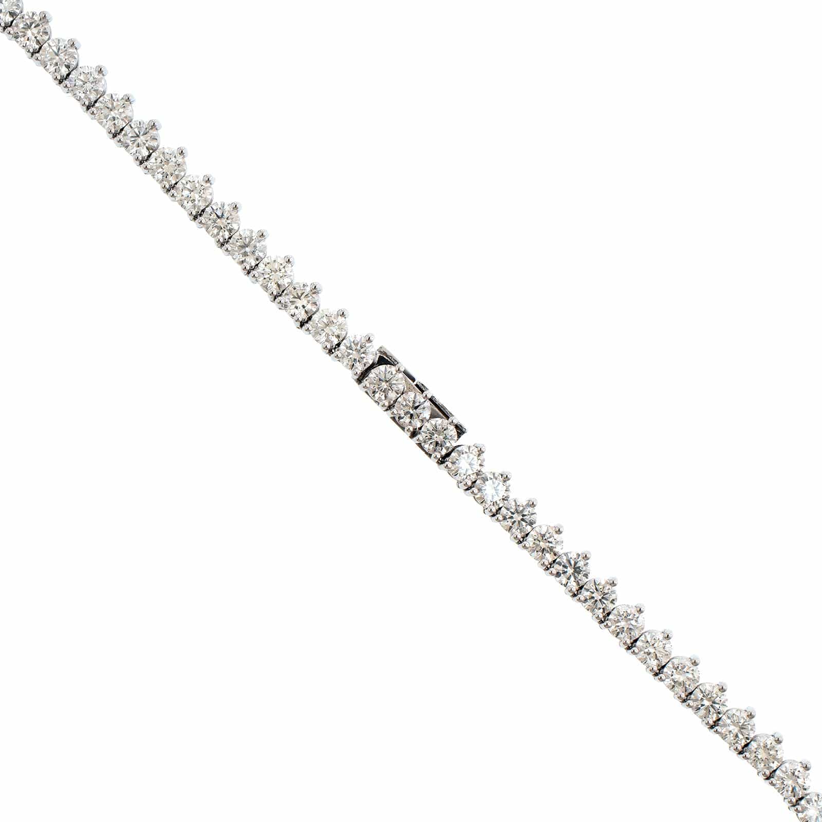 18K White Gold 3 Prong Diamond Line Necklace