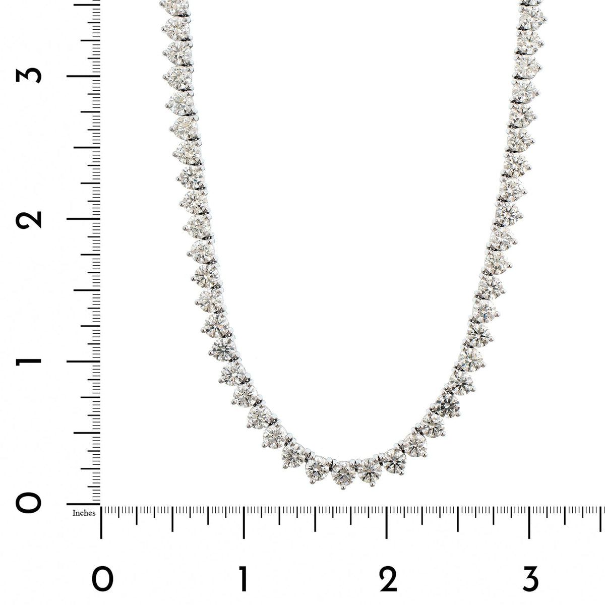18K White Gold 3 Prong Diamond Line Necklace